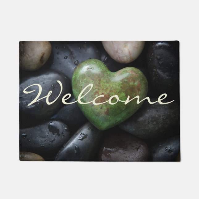 Welcome Stone Heart Doormat (Front)