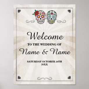 Welcome Sugar Skulls Halloween Sign Wedding