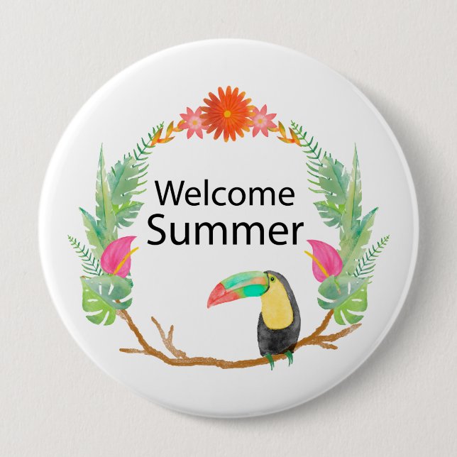 welcome summer 10 cm round badge (Front)