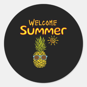 Welcome Summer Vacation Custome Family Vacay Tropi Classic Round Sticker