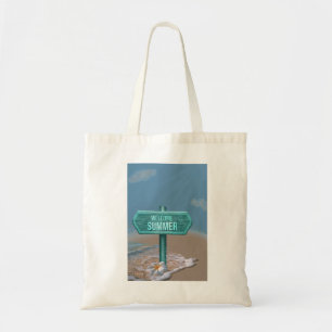 Welcome Summer Vector Drawing Tote Bag