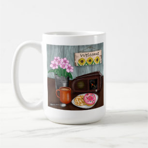 Welcome, Sunflowers, Doughnuts and Coffee Mug