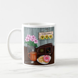 Welcome, Sunflowers, Doughnuts and Coffee Mug