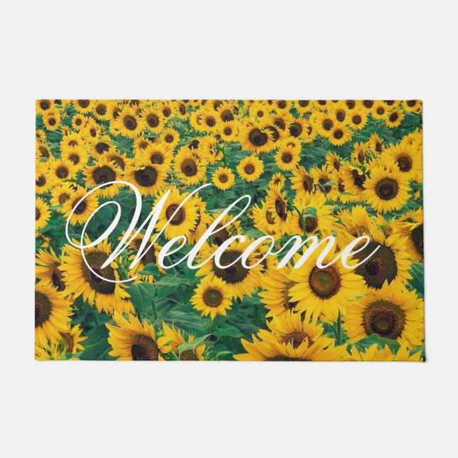 Welcome Sunflowers Personalise Doormat (Front)