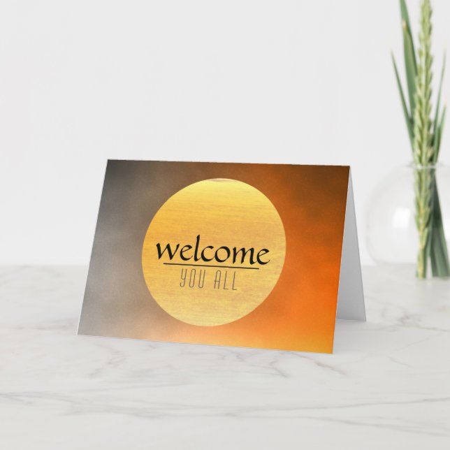 Welcome Sunset Moon with Red Black Clouds Thank You Card (Front)