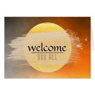 Welcome Sunset Moon with Watercolor Black Clouds