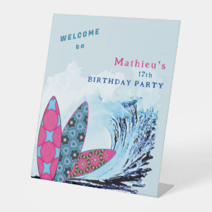 Welcome surf surfboard beach birthday party signs