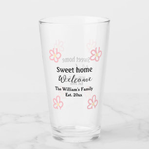 Welcome sweet home add family name year Est. Text  Glass