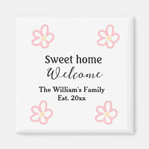 Welcome sweet home add family name year Est. Text Magnet