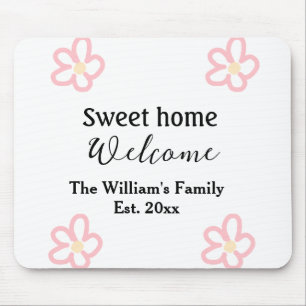 Welcome sweet home add family name year Est. Text  Mouse Pad