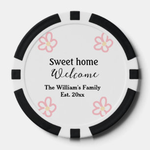 Welcome sweet home add family name year Est. Text Poker Chips