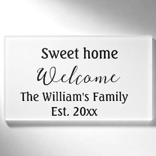 Welcome sweet home add family name year Est. Text Tag