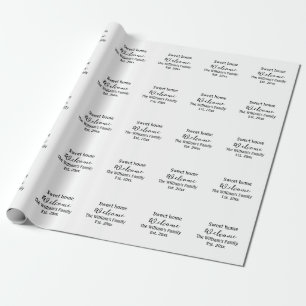 Welcome sweet home add family name year Est. Text  Wrapping Paper