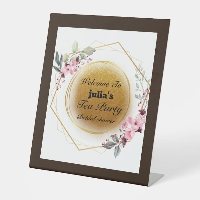 welcome tea party pedestal sign (Front)