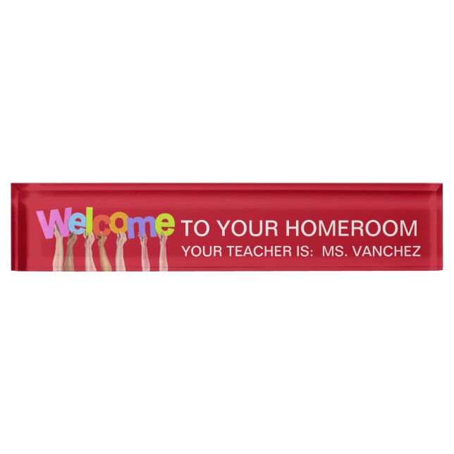 “Welcome” Teacher’s Acrylic Desk Name Plate (Front)