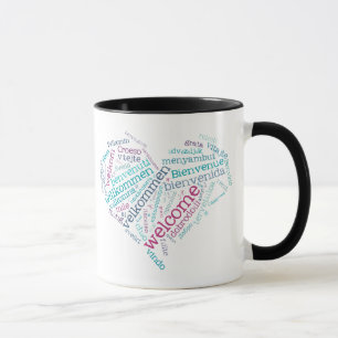 Welcome text heart mug