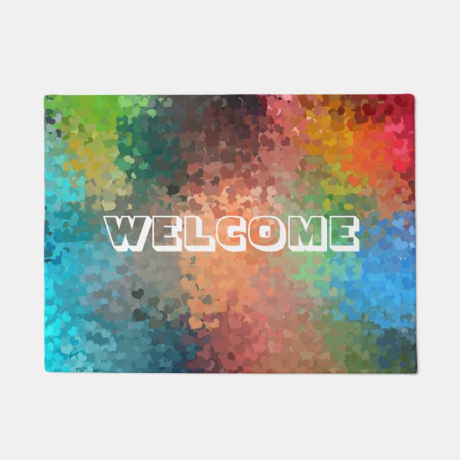 Welcome Text Modern Colourful Abstract Art Templat Doormat (Front)