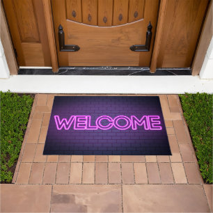 Welcome Text Neon Doormat