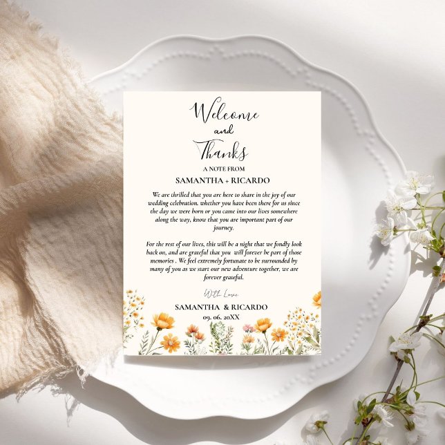 Welcome & thank you wedding guest table Card (Creator Uploaded)