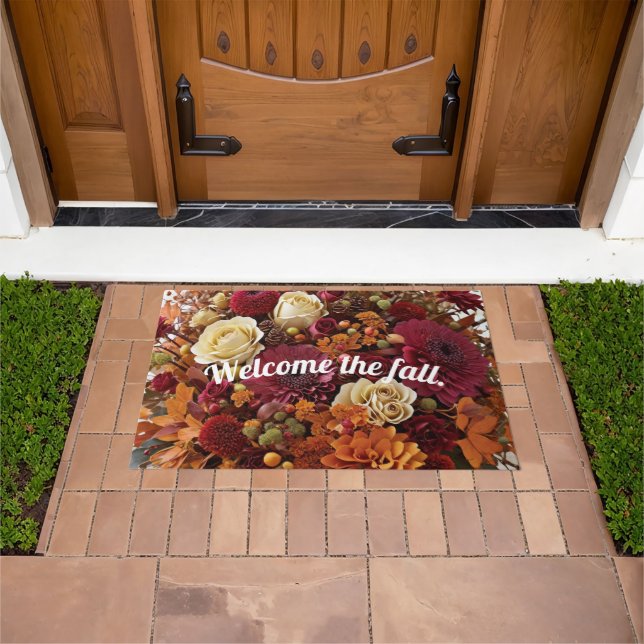 Welcome the Fall - Floral Door Mat (Outdoor)