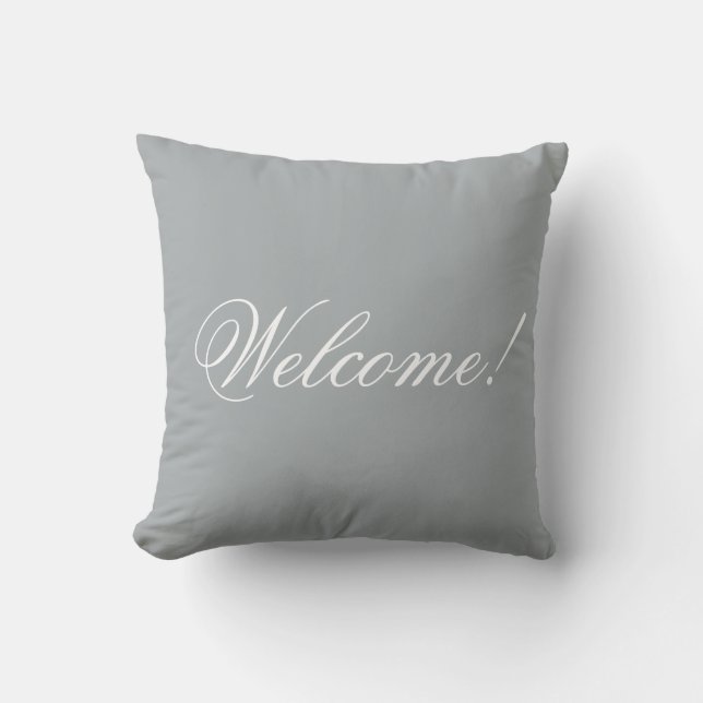 Welcome! Throw Pillow personalised Pillows grey (Front)