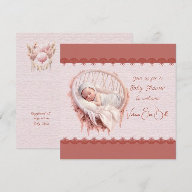 Welcome to a Baby Girl Shower Invitation (Front/Back)