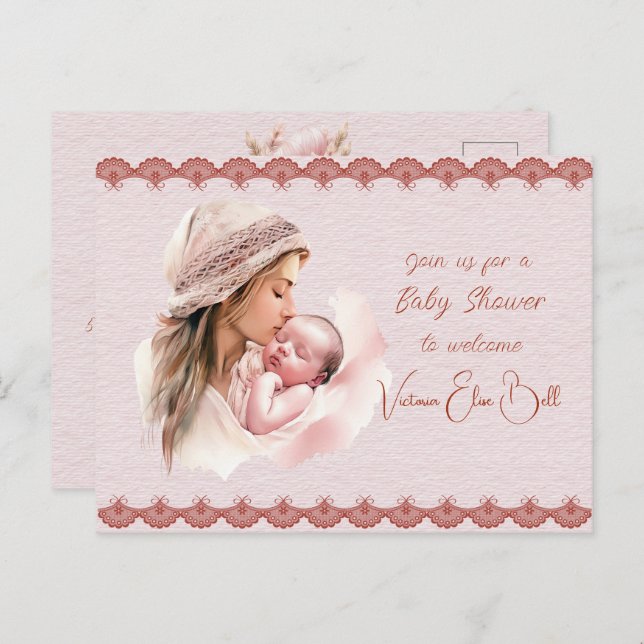 Welcome to a Baby Girl Shower Invitation Postcard (Front/Back)