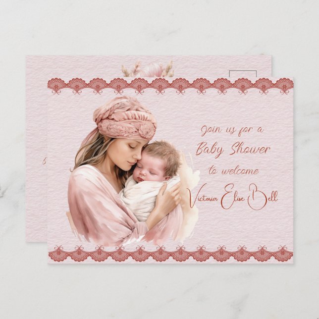 Welcome to a Baby Girl Shower Invitation Postcard (Front/Back)