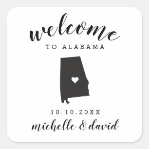 Welcome to Alabama   Wedding custom favour Square Sticker