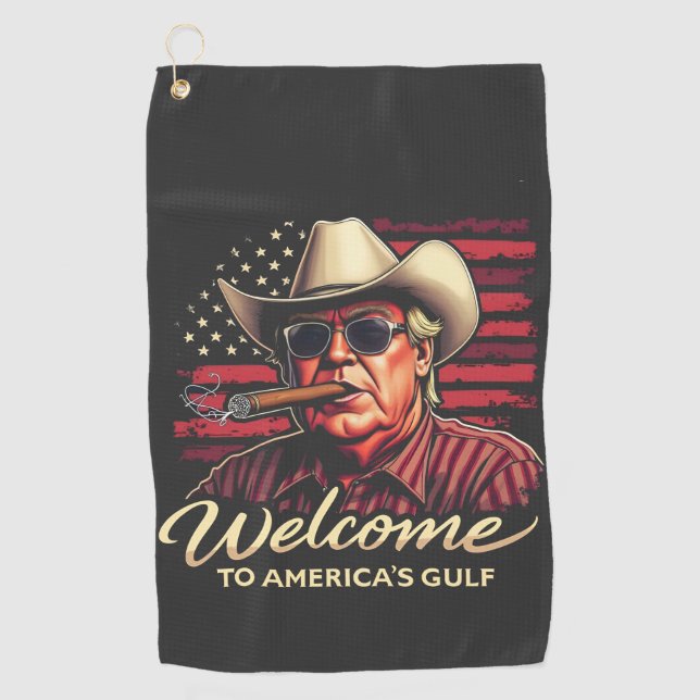 Welcome to America's Gulf Funny Trump America  Golf Towel (Front)