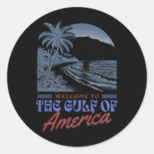 Welcome To America's Gulf Retro Vintage Beach  Classic Round Sticker