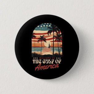 Welcome To America's Gulf Vintage Beach Usa Flag G 6 Cm Round Badge