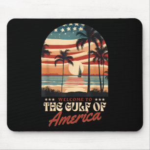 Welcome To America's Gulf Vintage Beach Usa Flag G Mouse Pad