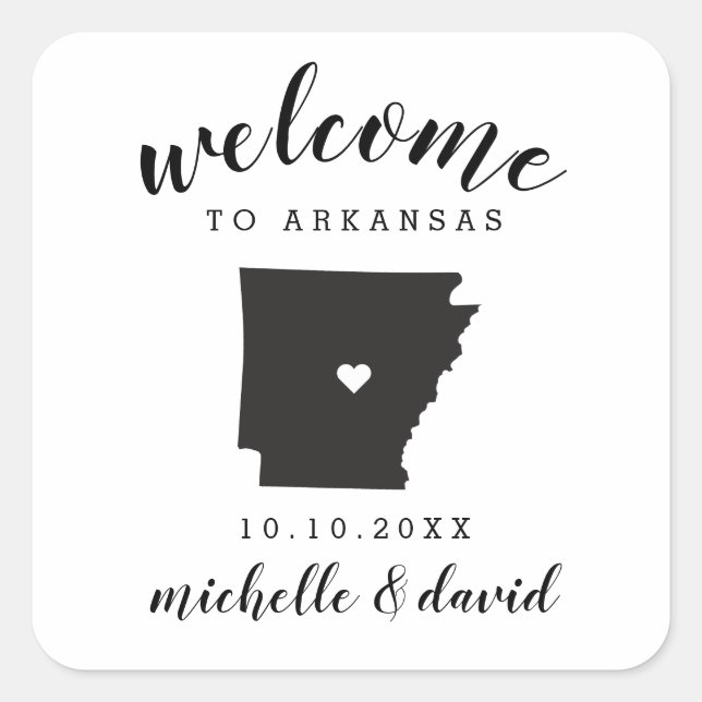 Welcome to Arkansas | Wedding custom favour Square Sticker (Front)