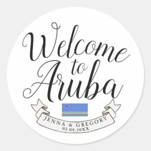 Welcome to Aruba Destination Wedding Custom Classic Round Sticker