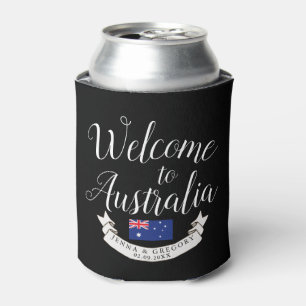 Welcome to Australia   Destination Wedding Custom Can Cooler