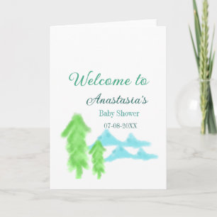 welcome to baby shower name blue green tree hill card