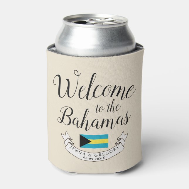 Welcome to Bahamas | Destination Wedding Custom Can Cooler (Can Front)