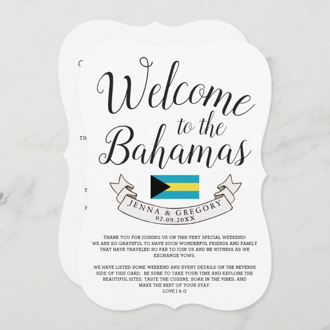 Welcome to Bahamas | Destination Wedding Custom Invitation (Front/Back)