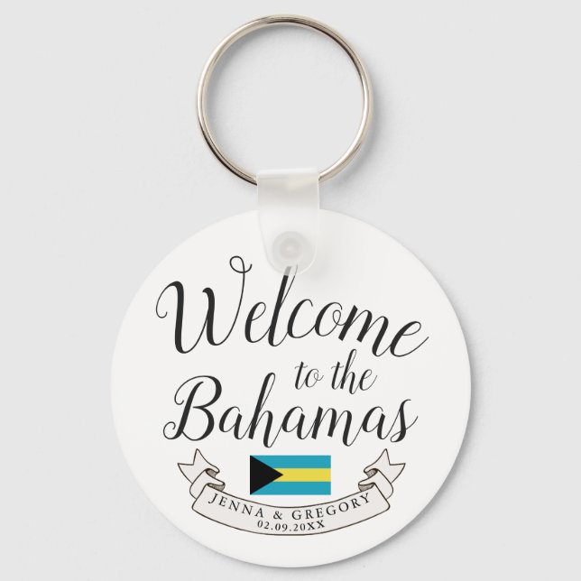Welcome to Bahamas | Destination Wedding Custom Key Ring (Front)