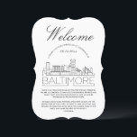 Welcome to Baltimore | Guests Details Invitation<br><div class="desc">A unique guest details card tailored to your wedding guest travelling to see you in the beautiful city of Baltimore, Maryland. It features a modern deco-style illustration of the city's skyline on the front followed by spaces for your unique wedding day information on the back. All elements of this item...</div>