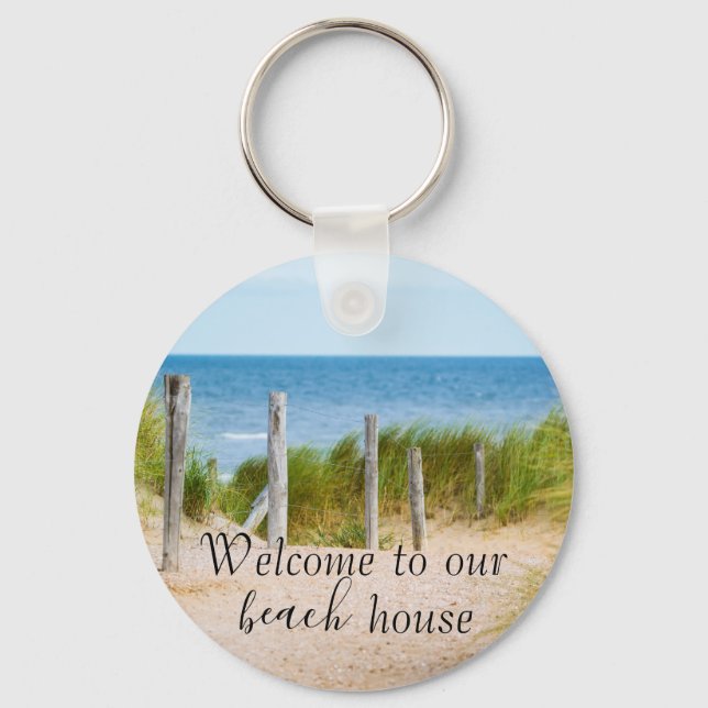 Welcome To Beach House Rental Property Vacation Key Ring (Front)