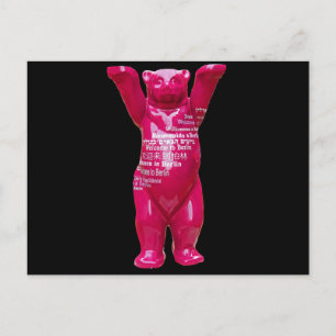 Welcome to Berlin Teddy Bear, Black Back Postcard