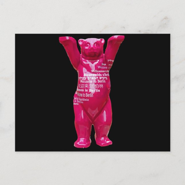Welcome to Berlin Teddy Bear, Black Back Postcard (Front)