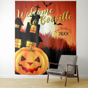 Welcome to Booville Halloween   Event Backdrop Tapestry