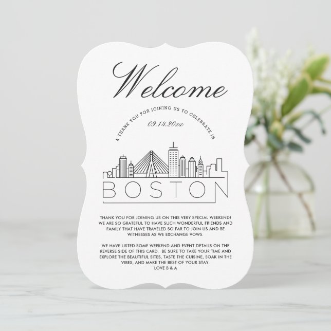 Welcome to Boston | Guests Details Invitation (Standing Front)