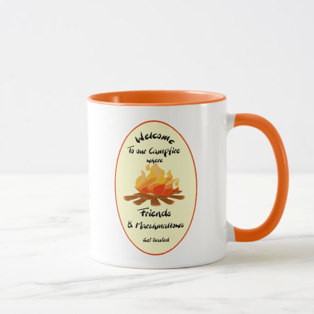 Welcome to Cabin Friends Marshmallow quote Mug (Right)