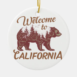 Welcome to California Bear Ceramic Ornament