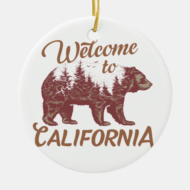 Welcome to California Bear Ceramic Ornament (Front)