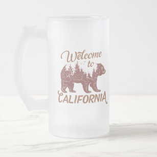Welcome to California Bear Forest  Frosted Glass Beer Mug